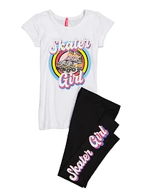 Girls Skater Graphic Tee and Leggings