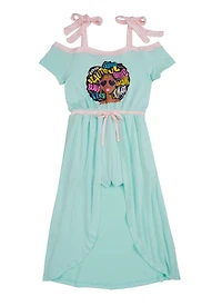 Girls Tie Strap Graphic Maxi Romper