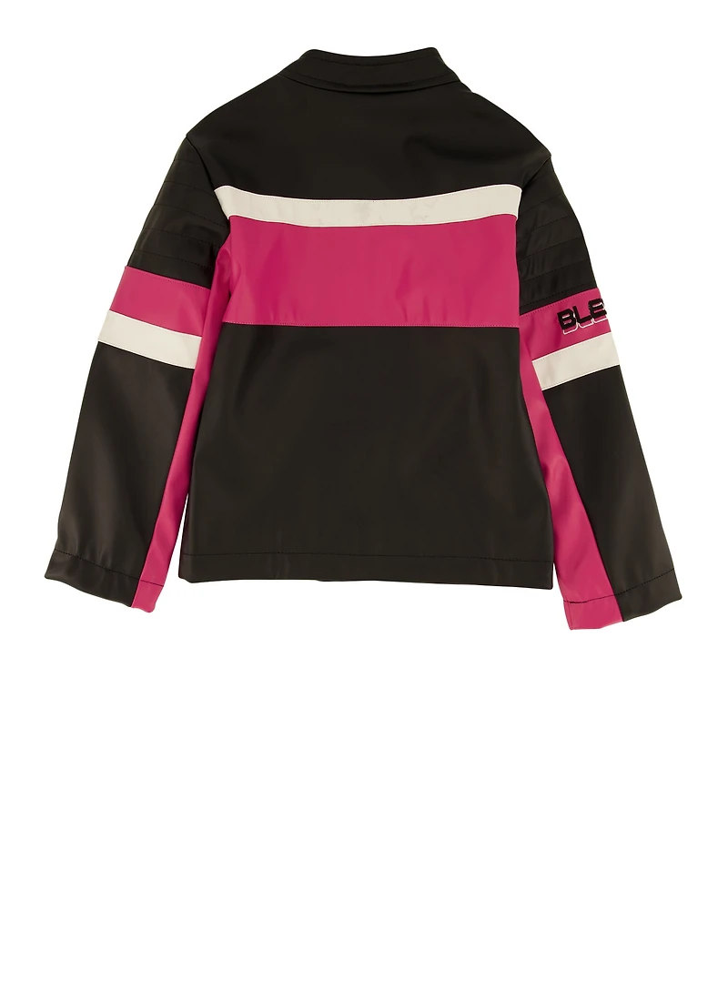 Little Girls Color Block All Star Moto Jacket