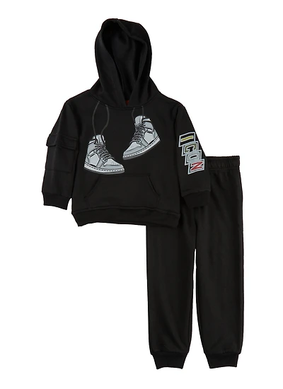 Little Boys Icon Graphic Pullover Hoodie and Joggers