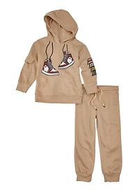 Little Boys Icon Graphic Pullover Hoodie and Joggers