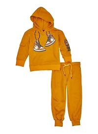 Little Boys Icon Graphic Pullover Hoodie and Joggers