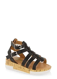 Toddler Girls Cork Double Buckle Gladiator Sandals