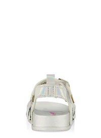 Womens Baby Girls Braided Band Velcro Buckle Strap Sandals, Silver, Size 2
