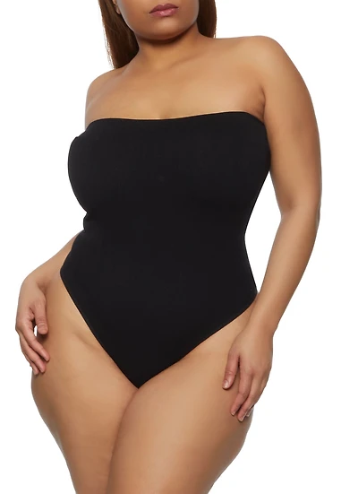 Plus Seamless Rib Knit Tube Bodysuit
