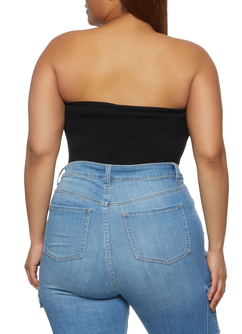 Plus Seamless Rib Knit Tube Bodysuit