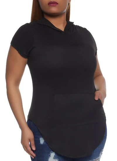 Plus Kangaroo Pocket Hooded Tee