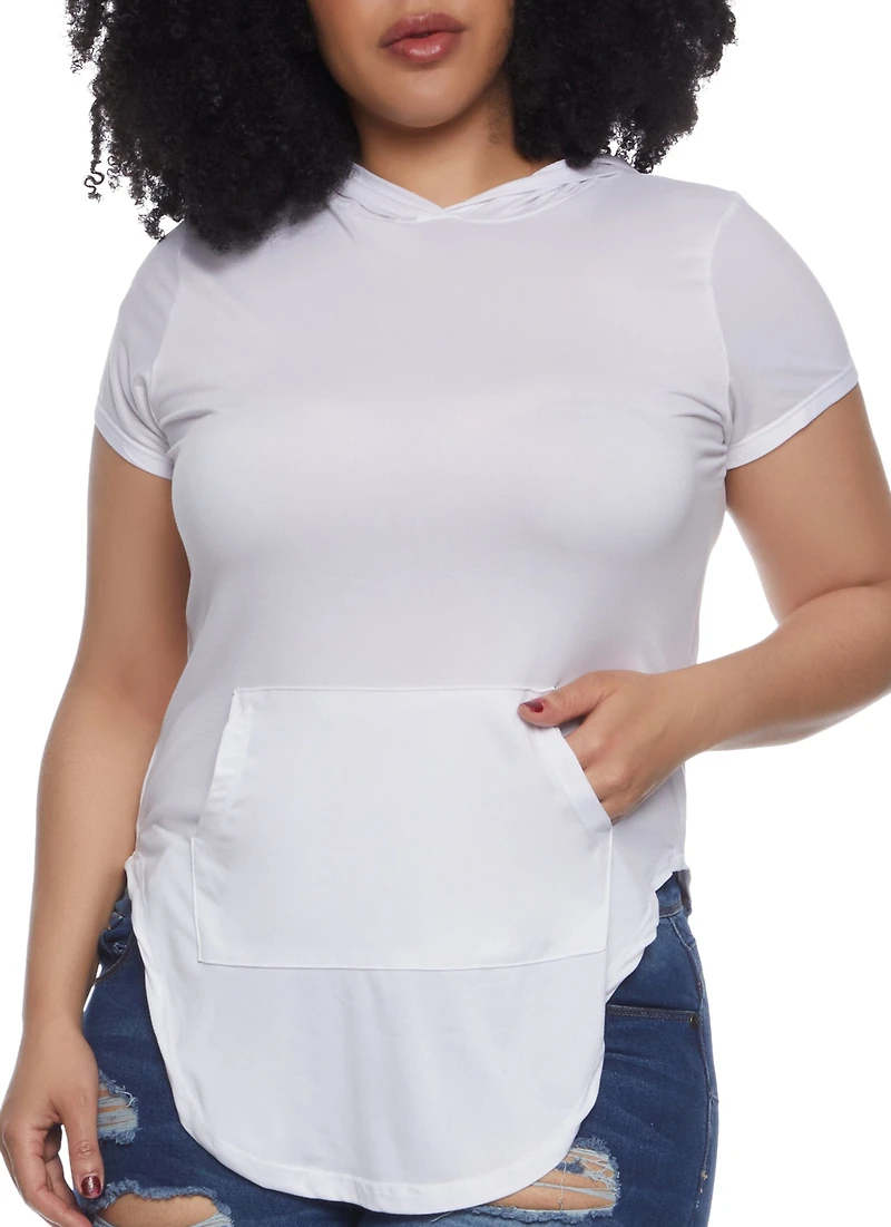 Plus Kangaroo Pocket Hooded Tee