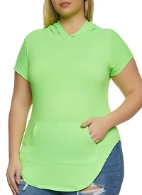Plus Kangaroo Pocket Hooded Tee