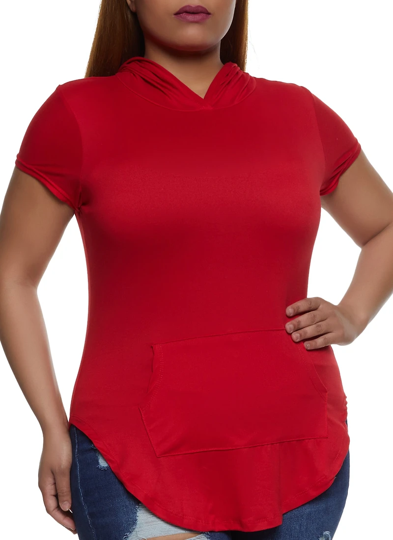 Plus Kangaroo Pocket Hooded Tee