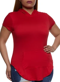 Plus Kangaroo Pocket Hooded Tee