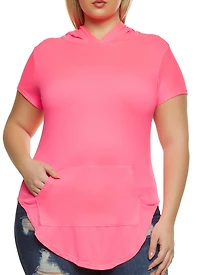 Plus Kangaroo Pocket Hooded Tee