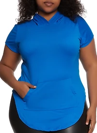 Plus Kangaroo Pocket Hooded Tee