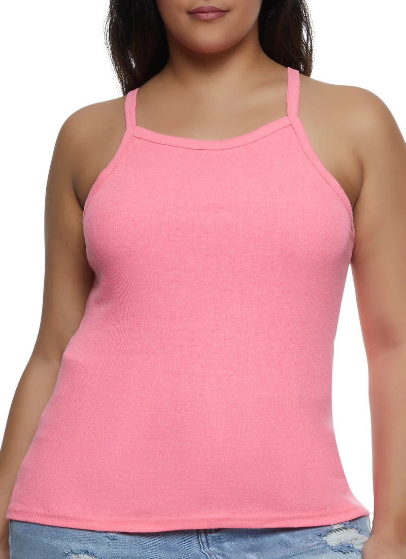 Plus Solid Ribbed Knit Cami