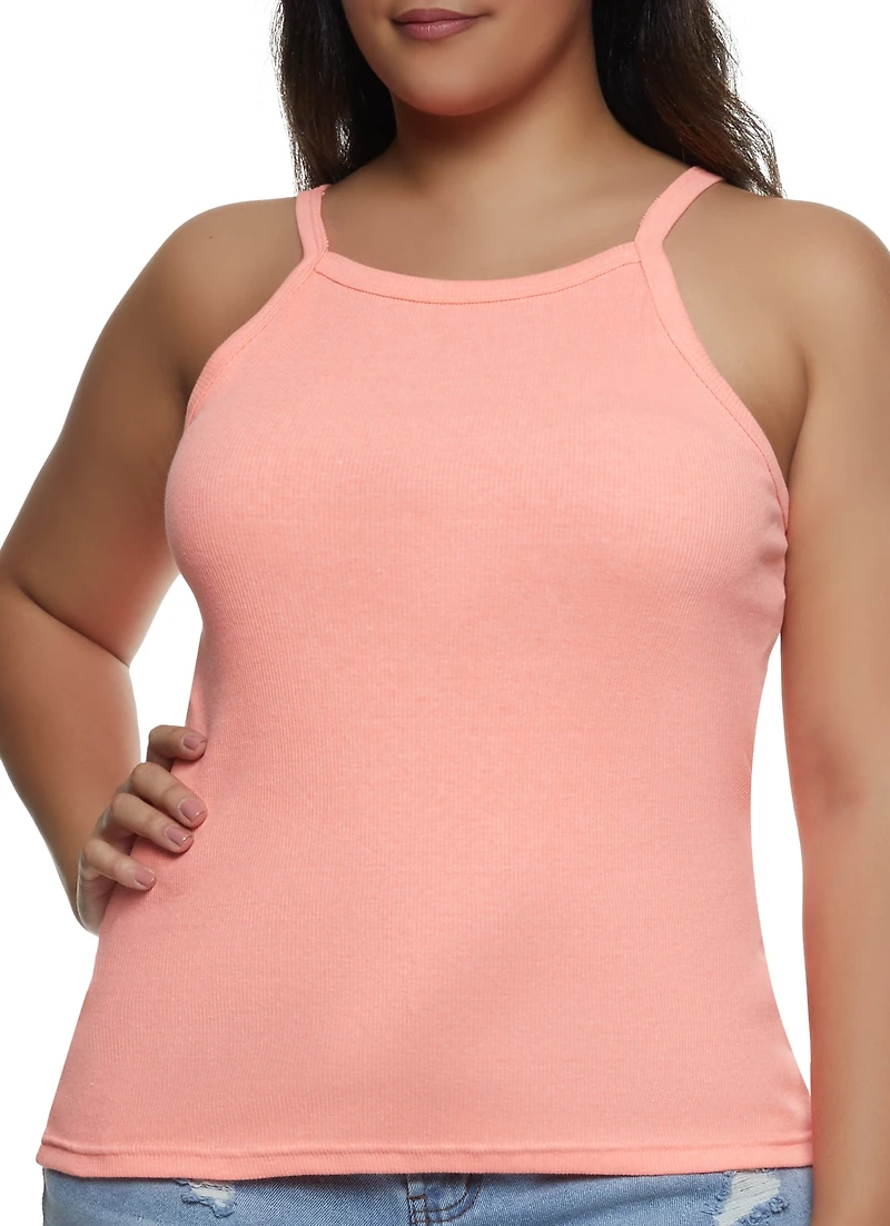 Plus Solid Ribbed Knit Cami