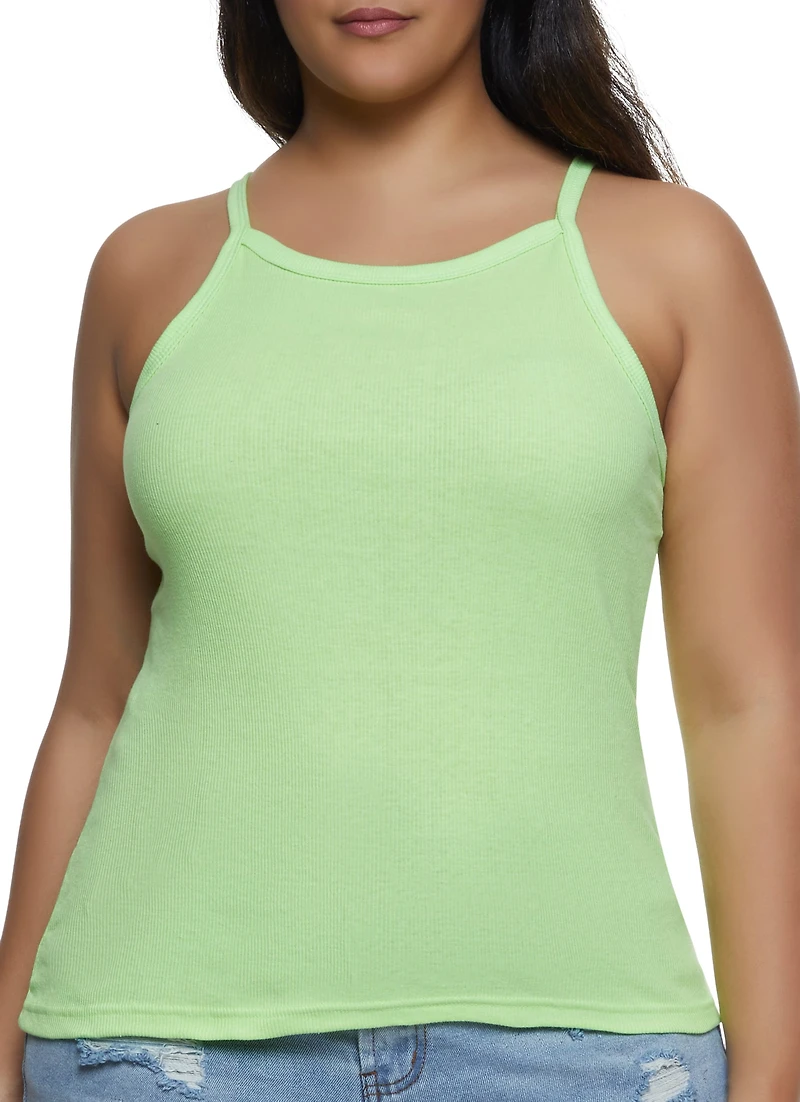 Plus Solid Ribbed Knit Cami