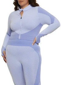 Plus Textured Knit Cropped Track Jacket