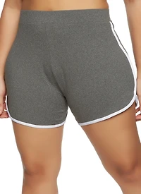 Plus Soft Knit Contrast Trim Dolphin Shorts