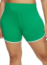 Plus Soft Knit Contrast Trim Dolphin Shorts