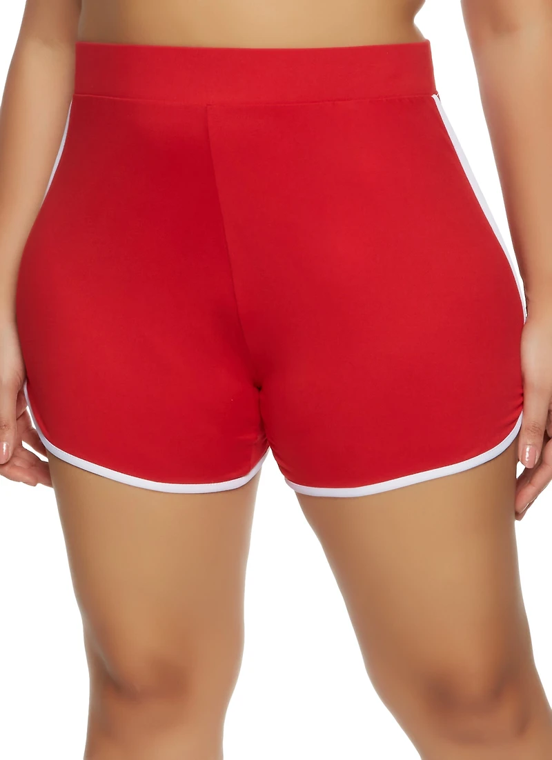 Plus Soft Knit Contrast Trim Dolphin Shorts