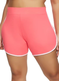 Plus Soft Knit Contrast Trim Dolphin Shorts