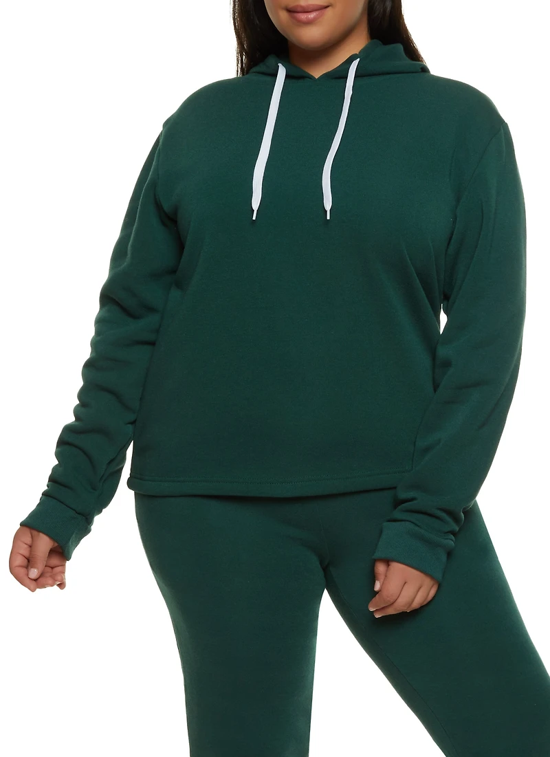 Plus Solid Pullover Hoodie
