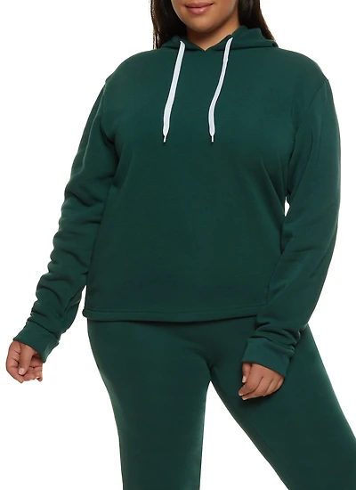 Plus Solid Pullover Hoodie