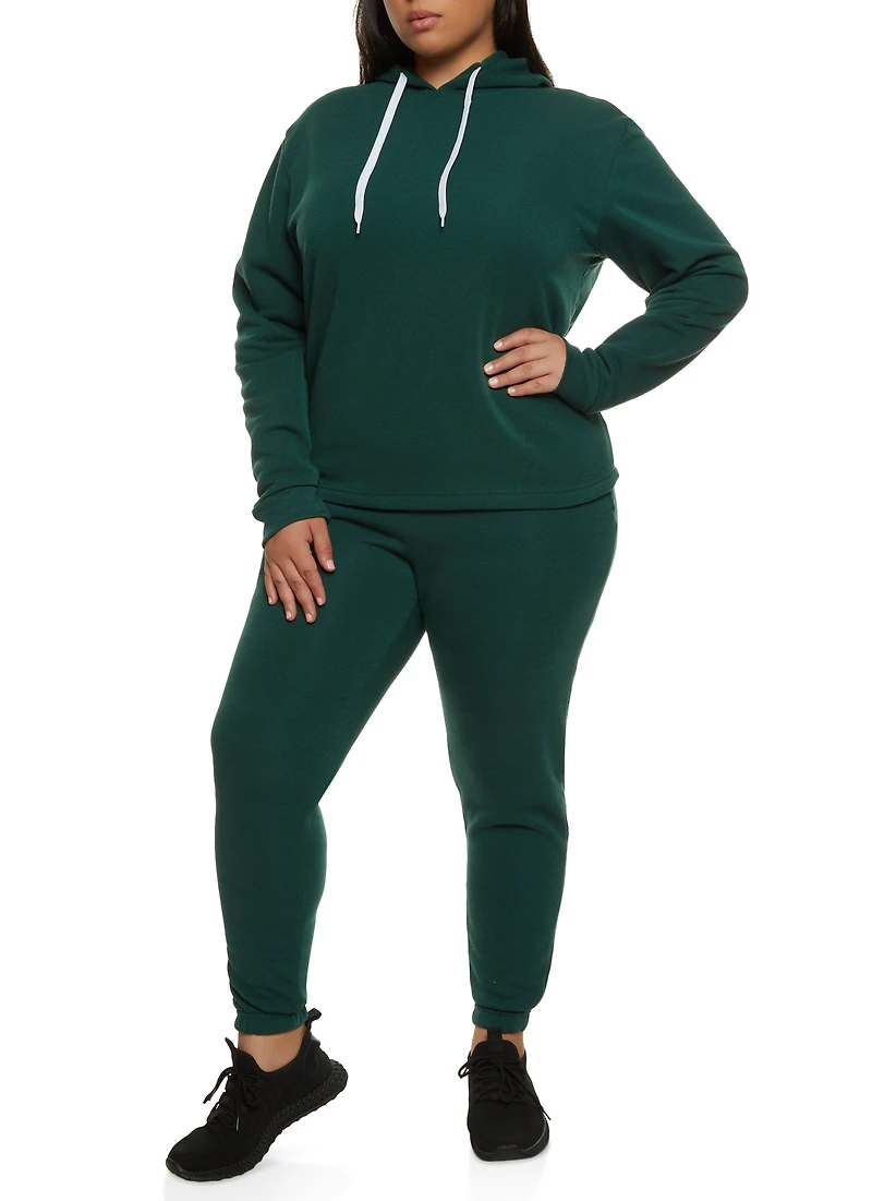 Plus Solid Pullover Hoodie