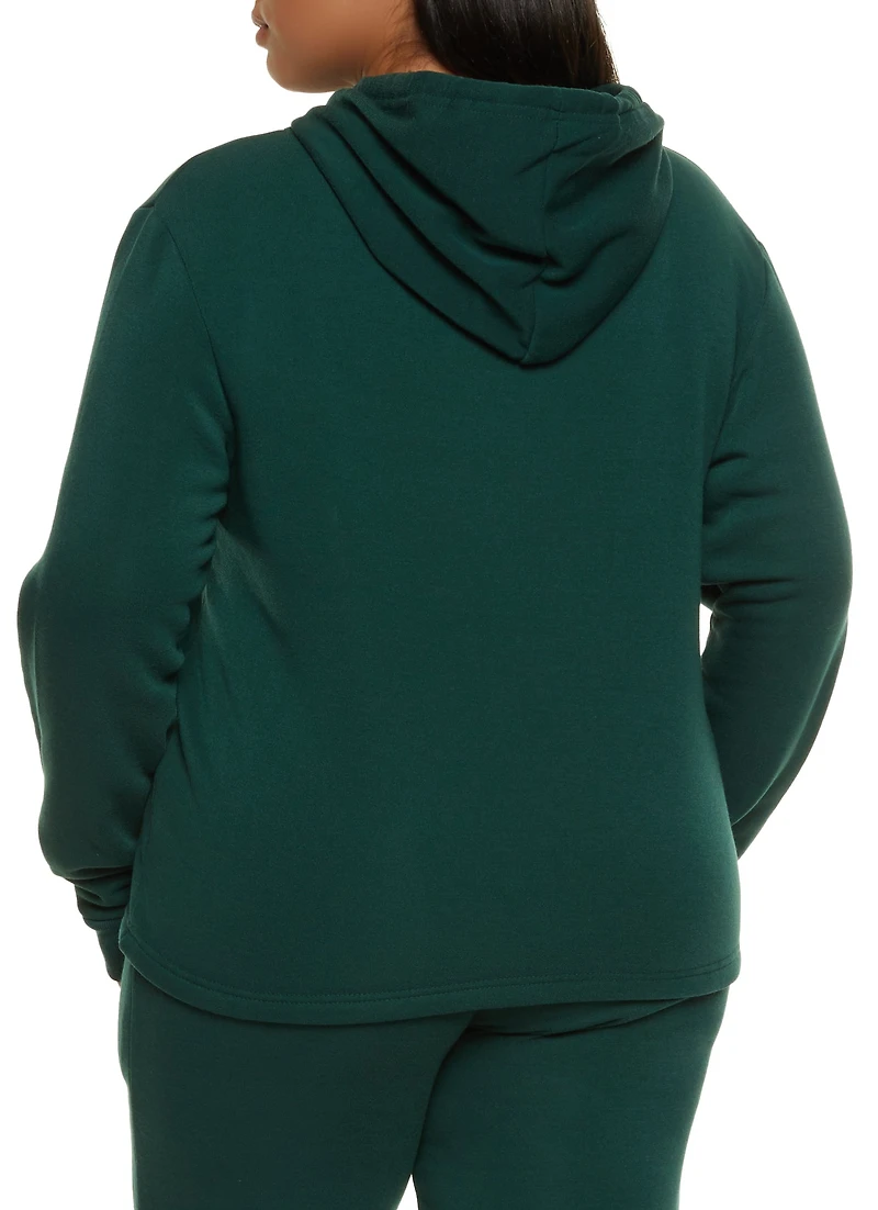 Plus Solid Pullover Hoodie