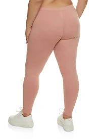 Womens Plus Size Basic High Waist Leggings, Pink, Size 1X