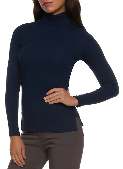 Womens Basic Turtleneck Long Sleeve Top,