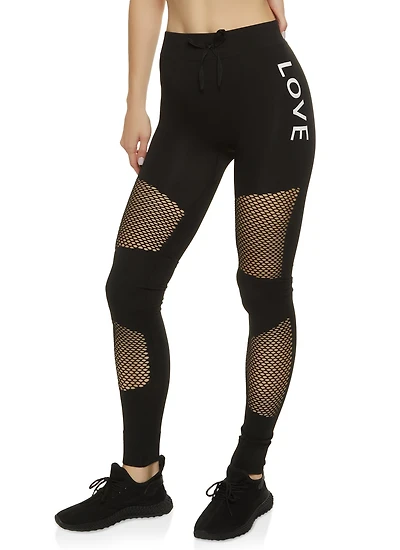 Love Fishnet Detail Leggings