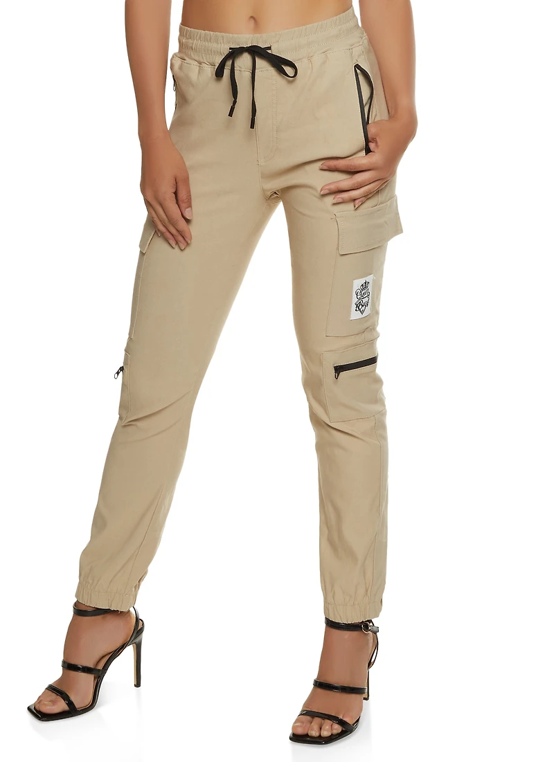 Zip Pocket Drawstring Cargo Joggers