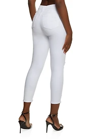 WAX Ripped Rolled Cuff Skinny Jeans