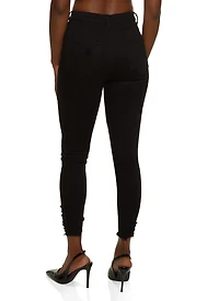 Womens WAX Distressed Frayed Hem Skinny Jeans,