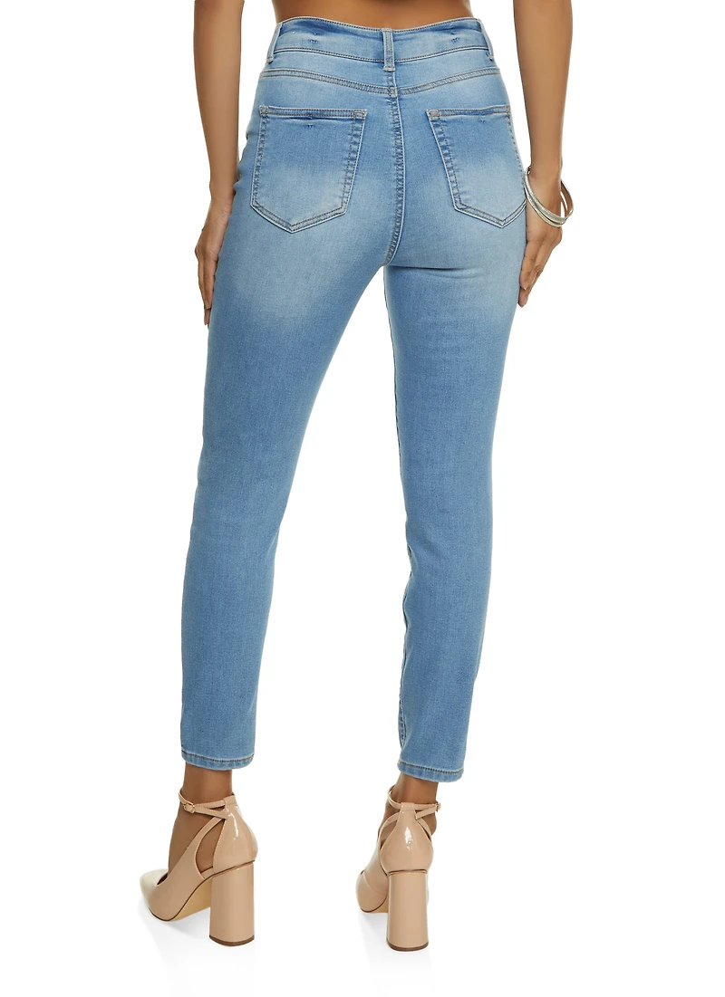 Womens WAX Whiskered High Waist Skinny Ankle Jeans, Blue, Size 5