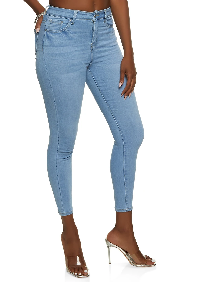 Womens WAX Whiskered Skinny Ankle Jeans, Blue,