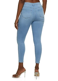 Womens WAX Whiskered Skinny Ankle Jeans, Blue,