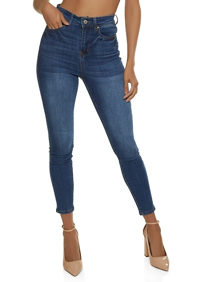 Womens WAX Whiskered Skinny Ankle Jeans, Blue,
