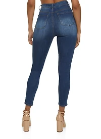 Womens WAX Whiskered Skinny Ankle Jeans, Blue,