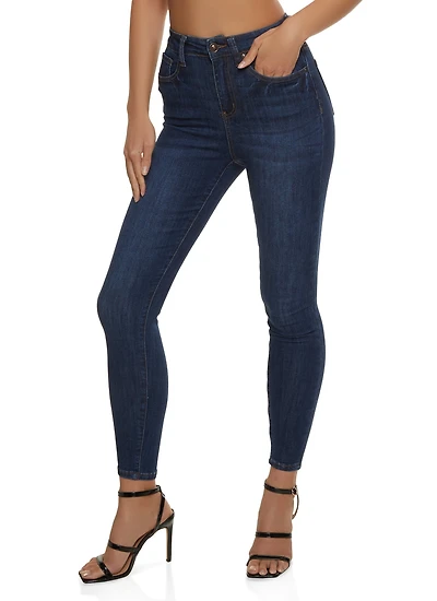 Womens WAX Whiskered Skinny Ankle Jeans, Blue, Size L