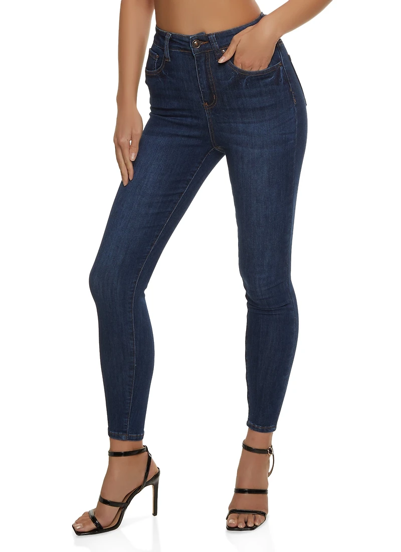 Womens WAX Whiskered Skinny Ankle Jeans, Blue, Size M