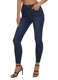 Womens WAX Whiskered Skinny Ankle Jeans, Blue,