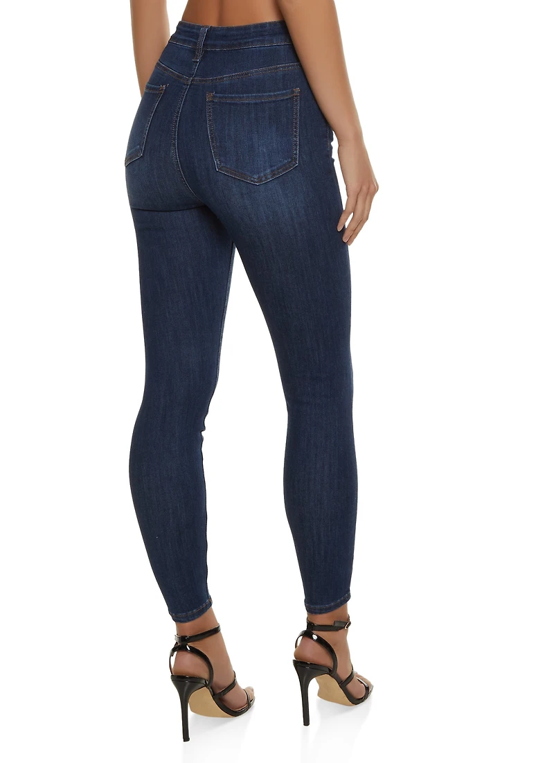 Womens WAX Whiskered Skinny Ankle Jeans, Blue,