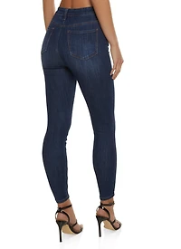 Womens WAX Whiskered Skinny Ankle Jeans, Blue,