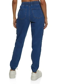 Womens WAX Denim Joggers, Blue, Size L