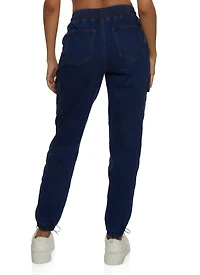 Womens WAX Denim Joggers, Blue, Size M