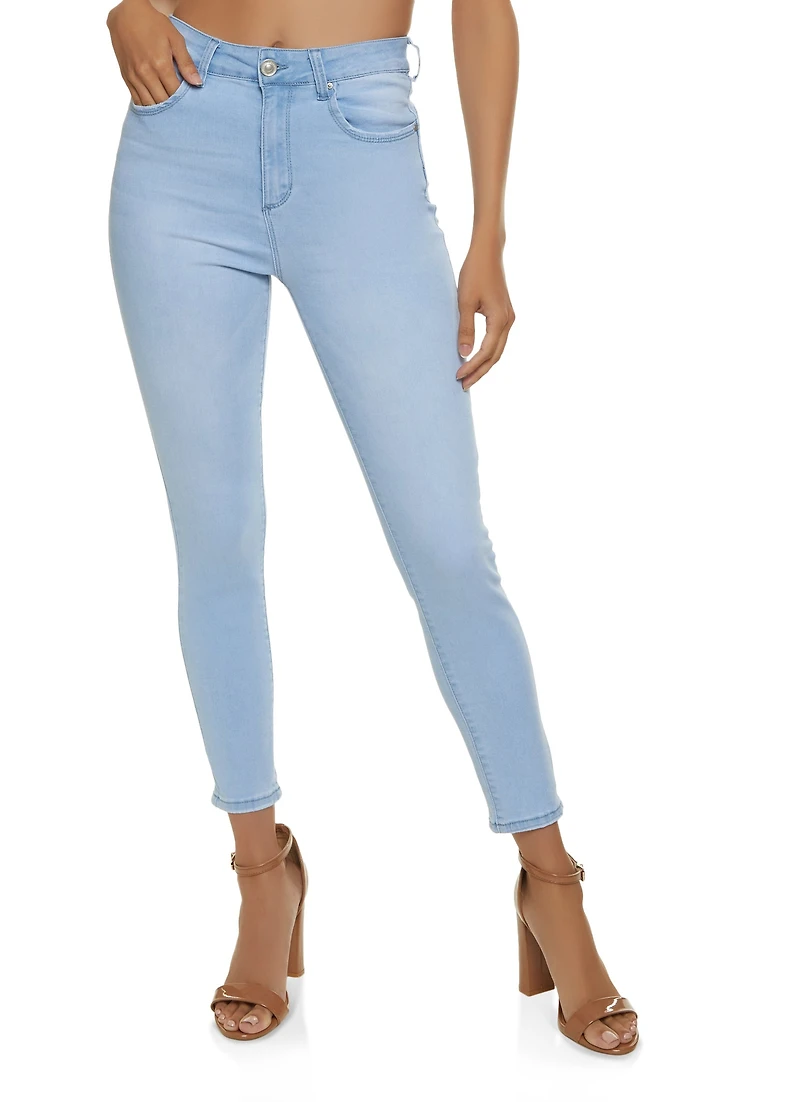 Womens WAX Solid High Waisted Skinny Jeans, Blue, Size 9