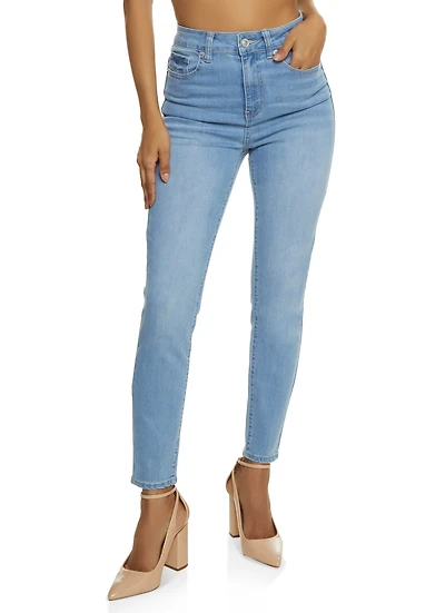 Womens WAX Whiskered High Waist Skinny Jeans, Blue,