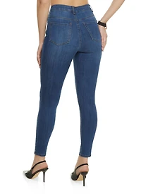 Womens WAX Whiskered High Waist Skinny Jeans, Blue, Size 5